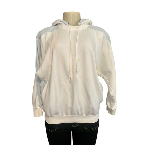 Vintage 1980s Hoodie Sweatshirt by Liz Wear size M white & blue retro fashion. - Picture 3 of 10